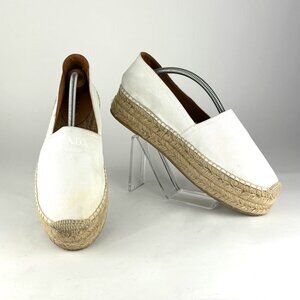 Prada White Canvas Espadrille Flats - size 41/10 US